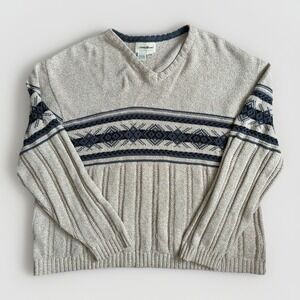 Vintage 90s Eddie‎ Bauer Cotton Blend Pattern Knit Sweater XL Fair Isle USA